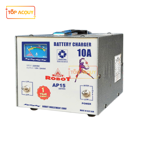 SẠC ROBOT TĂNG GIẢM 10A - 12-24VDC (DÂY NHÔM)