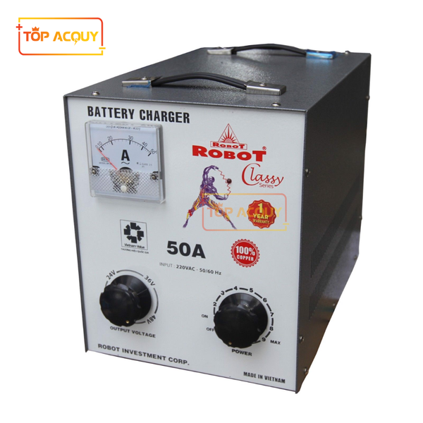 SẠC ROBOT TĂNG GIẢM 50A - 12-24-36-48VDC (DÂY ĐỒNG)