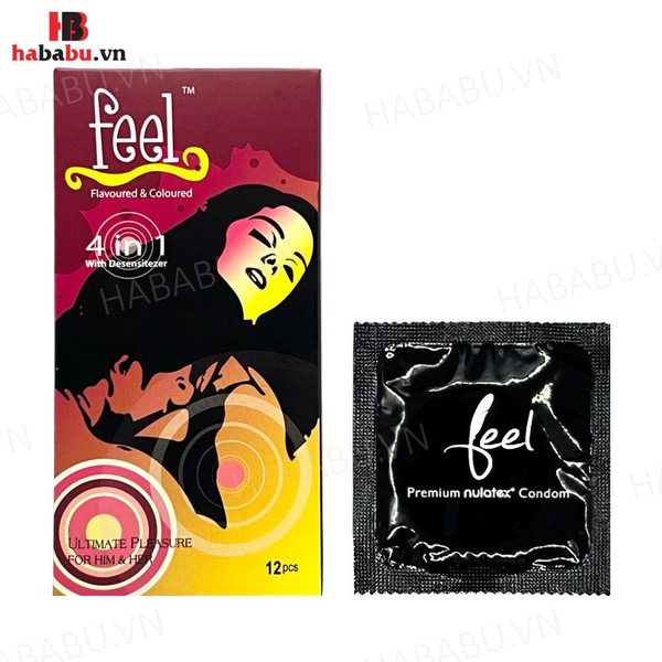Bao cao su Feel Euphoria 4in1 hộp 12 chiếc kéo dài thời gian chính hãng