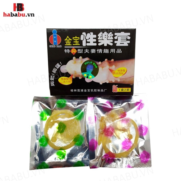 Bao cao su tăng khoái cảm Gold Bi hộp 2 chiếc chính hãng