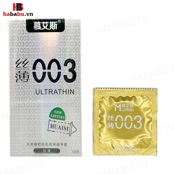 Bao cao su siêu mỏng Muaisi 0.03 Trắng hộp 12 chiếc Ultrathin chính hãng