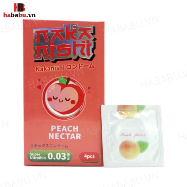 Bao cao su siêu mỏng Nakanishi Đào hộp 4 chiếc chính hãng
