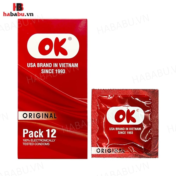 Bao cao su gia đình Ok Original hộp 12 chiếc chính hãng