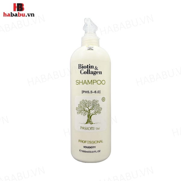 Dầu gội phục hồi tóc Biotin Collagen Pasiori TM trắng 1000ml chính hãng