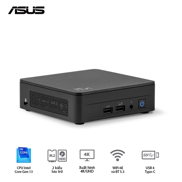 Mini PC ASUS NUC13ANHi7 MR8100 ( Core i7-1360P | DDR4 3200Mhz | SSD NVMe | Support 8K | WiFi 6E | Bluetooth 5.3 | Thunderbolt 4 | Đen) Intel NUC 13 Pro Arena Canyon RNUC13ANHI70000