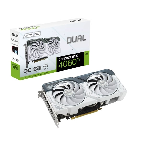 Card đồ họa Asus Dual 4060 Ti White OC Edition 8GB GDDR6 (Geforce RTX 4060TI/ 8GB/ GDDR6/ 128 bit)