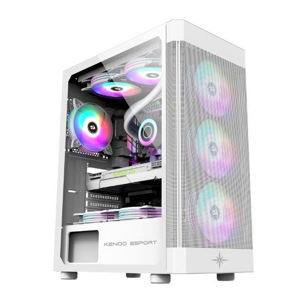 Vỏ máy tính Kenoo Esport AF100 - 3F (Size ATX - Full Thép) - màu trắng