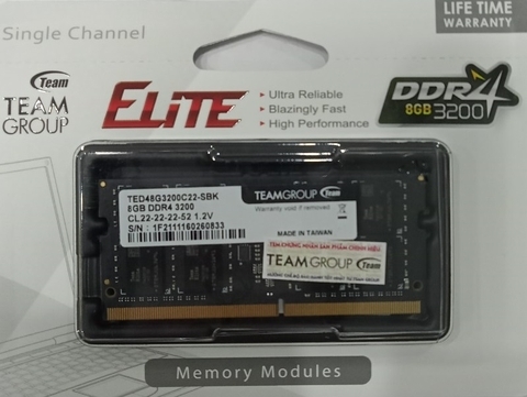 Ram Laptop Team Group Elite 8GB DDR4 Bus 3200 Mhz
