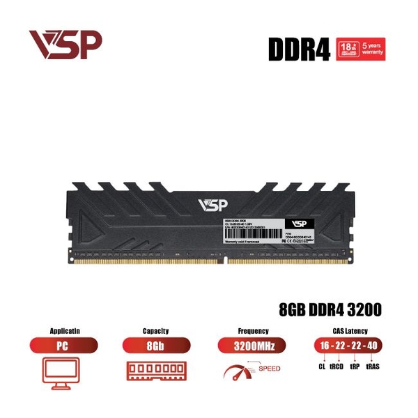 Ram PC VSP DDR4 8GB (1x8GB) - 3200MHz