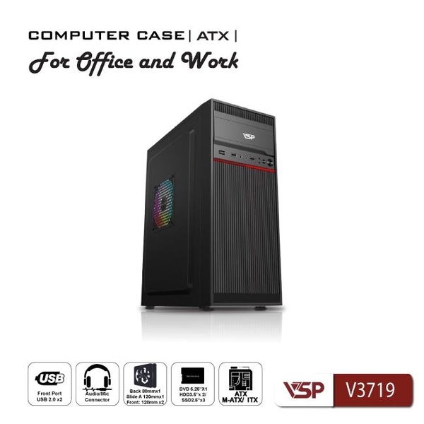 Vỏ Case Văn Phòng ATX VSP V3719