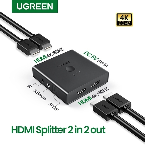 Bộ gộp HDMI 2 vào 4 ra chuẩn HDMI 2.0 hỗ trợ 4K/60Hz Ugreen 70690
