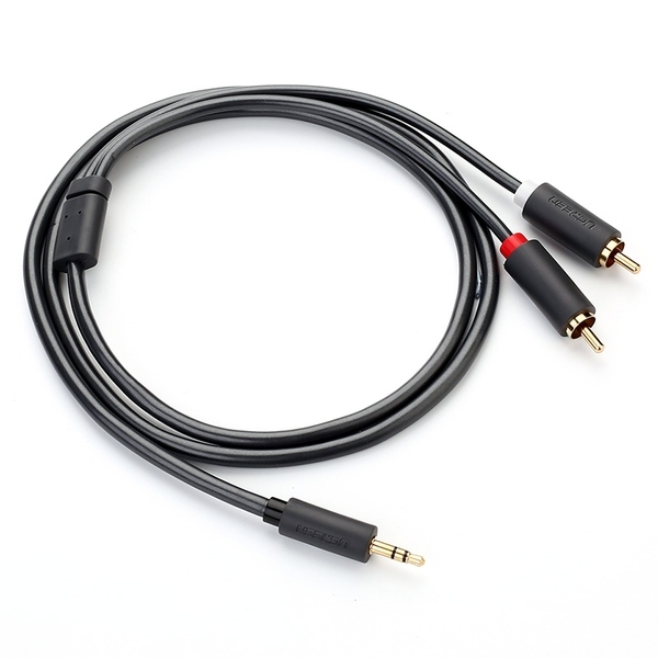 Cáp Audio 3,5mm sang 2 hoa sen RCA 5m cao cấp Ugreen 10513