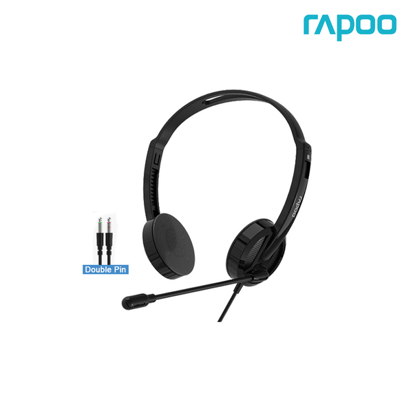 Tai Nghe Có Dây Rapoo H102 - Màu Đen, 2 Jack 3.5mm, Mic Cần