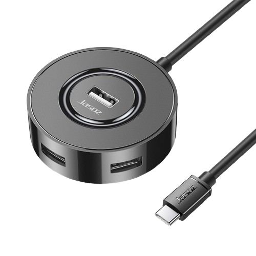 Hub chia USB-C ra 4 cổng USB-A 2.0 cáp dài 1M JASOZ T-F140 cao cấp (đen)