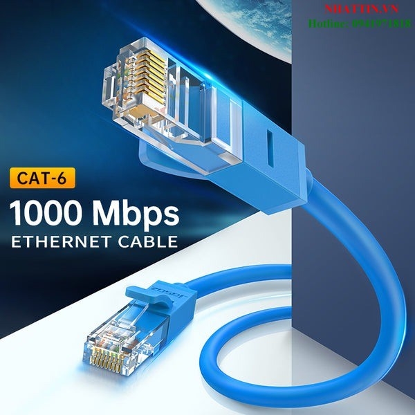 Cáp dữ liệu nối mạng CAT6 UTP dài 1M màu xanh JASOZ T-E113 cao cấp