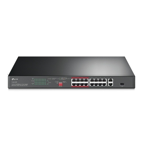 16-Port 10/100 Mbps + 2-Port Gigabit Rackmount Switch with 16-Port PoE+ TP-Link TL-SL1218P