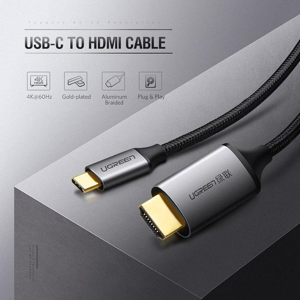 Cáp USB Type C to HDMI Ugreen 50570 dài 1,5m hỗ trợ 3D,4K cao cấp