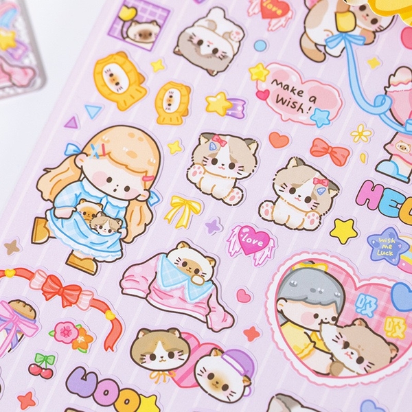 Sticker Bé Và Mèo