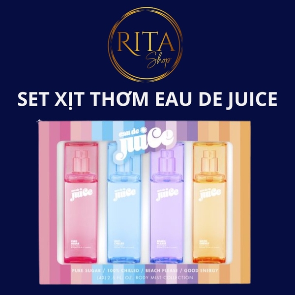Set 4 chai xịt thơm toàn thân Eau De Juice body mist