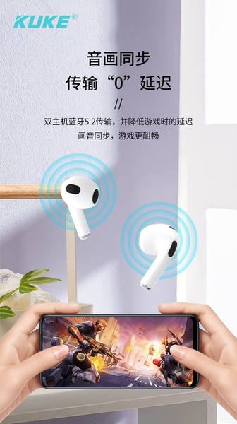 Tai Nghe Bluetooth 2 Tai KUKE TWS3 Gen