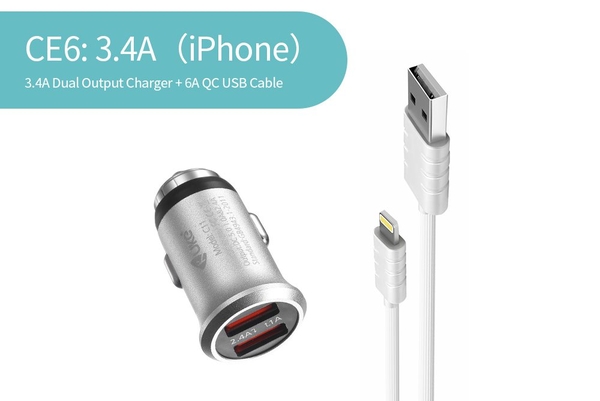 Tẩu sạc kèm dây KUKE CE6 iPhone