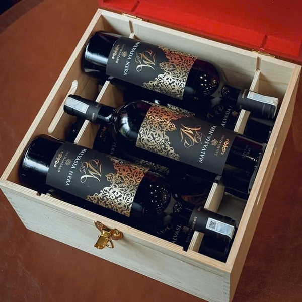 Hộp gỗ 6 chai rượu vang đỏ M Malvasia Nera