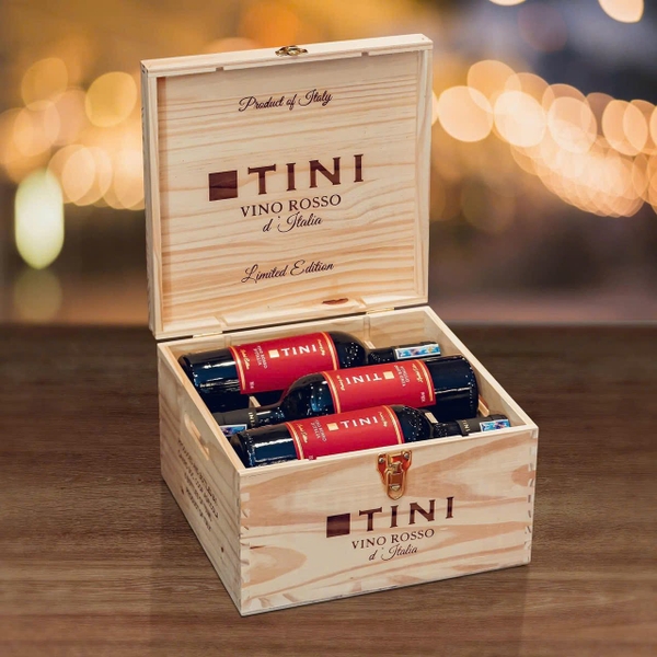 Hộp gỗ 6 chai rượu vang đỏ Tini Vino Rosso d’Italia