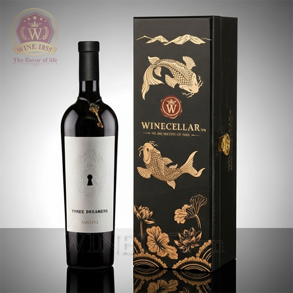 Hộp quà 1 chai rượu vang đỏ Three Dreamers (Hộp Sơn Mài)