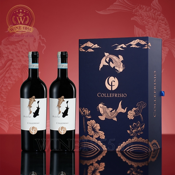 Hộp quà 2 chai rượu vang đỏ Cá Chép vàng