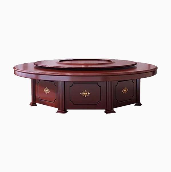 Bàn Ăn Khách Sạn Mặt Gỗ Xoay 360 Độ Có Thể Gắn Bếp Từ Lẩu Cho Gia Đình Và Khách Sạn