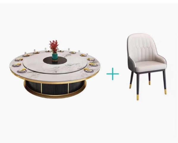 Bộ Bàn Ăn Mặt Đá Xoay Tròn 360 Độ Cao Cấp Dành Cho 18-20 Người