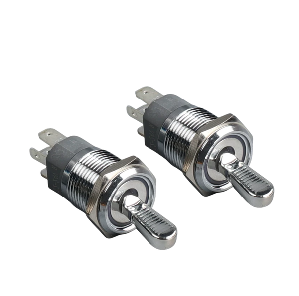 Công tắc gạt bằng kim loại có đèn báo, dòng điện cao 15A, hai tốc độ và ba tốc độ