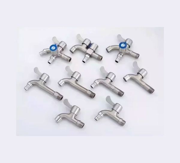 Vòi nước inox 304 -vòi hổ tay gạt xả nhanh hai cửa ra đầu vào phi 21