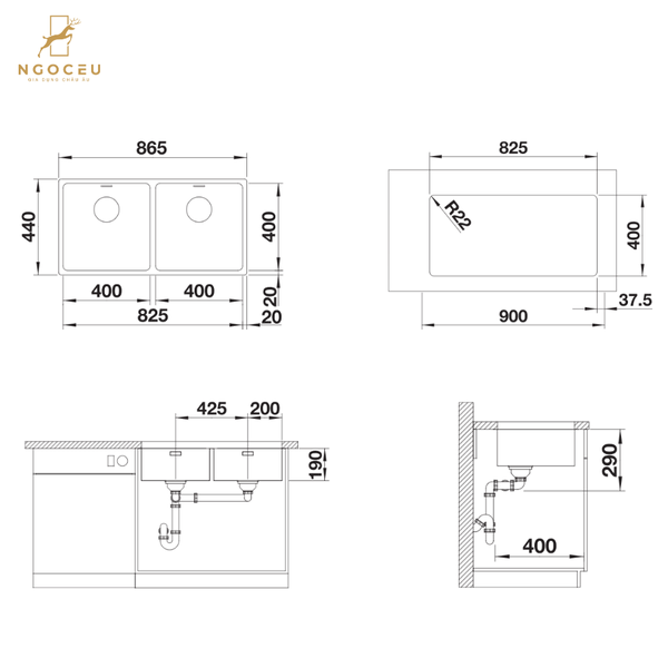 Chậu rửa bát Blanco Andano 400/400-U - 522987