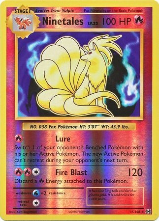 Ninetales - 15/108 - Rare Reverse Holo