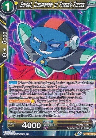 Sorbet, Commander of Frieza's Forces - BT12-104 - Uncommon