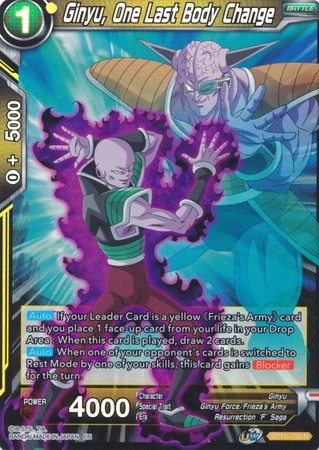 Ginyu, One Last Body Change - BT12-105 - Rare Foil