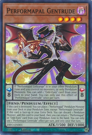 Performapal Gentrude - DIFO-EN001 - Super Rare 1st Edition