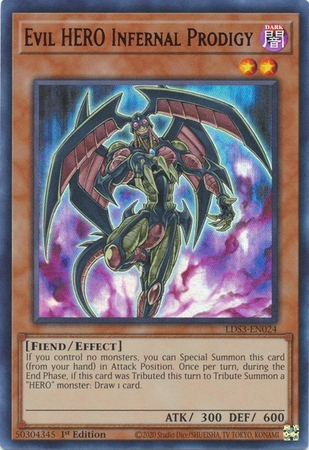 Evil HERO Infernal Prodigy (Red) - LDS3-EN024 - Ultra Rare 1st Edition