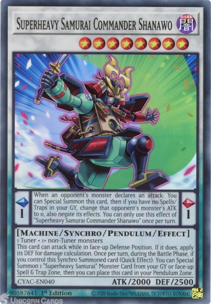 Superheavy Samurai Commander Shanawo - CYAC-EN040 - Super Rare 1st Edition