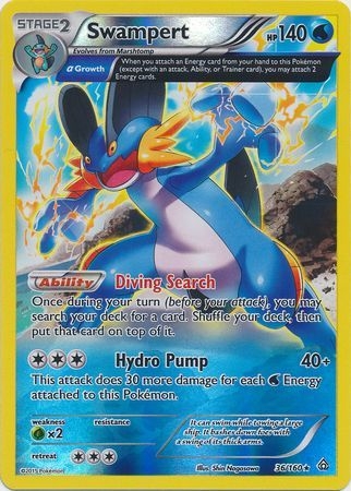 Swampert - 36/160 - Holo Rare - Reverse Holo
