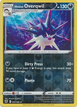 Hisuian Overqwil - 091/189 - Rare Reverse Holo
