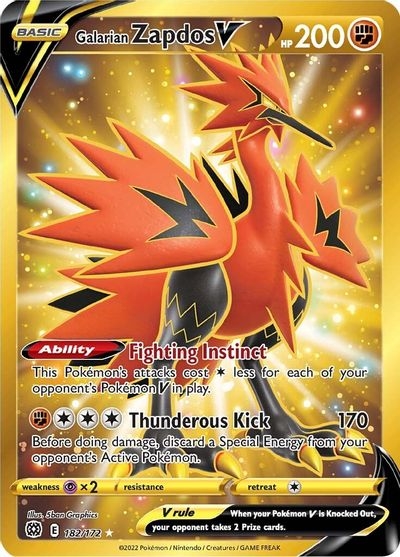 Galarian Zapdos V - 182/172 - Secret Rare