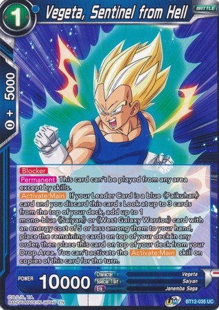 Vegeta, Sentinel from Hell - BT12-035 - Uncommon
