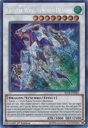 Crystal Wing Synchro Dragon - BLLR-EN062 - Secret Rare 1st Edition