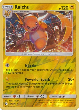 Raichu - 67/236 - Rare Reverse Holo
