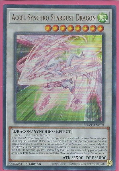 Accel Synchro Stardust Dragon - MAZE-EN019 - Collector's Rare 1st Edition