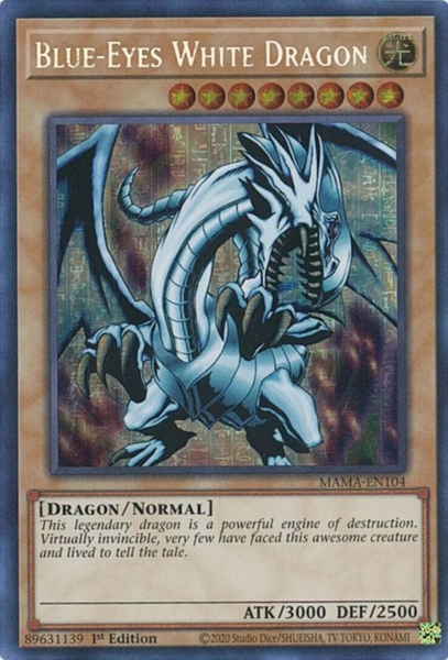 Blue-Eyes White Dragon - MAMA-EN104 - Secret Pharaoh's Rare 1st Edition