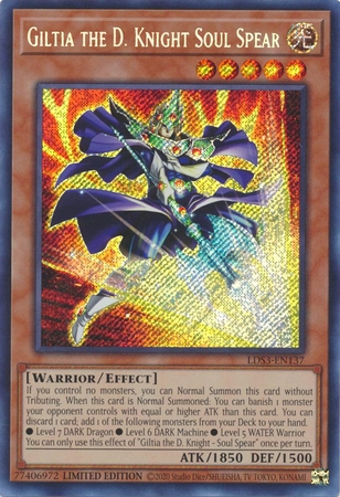 Giltia the D. Knight Soul Spear - LDS3-EN137 - Secret Rare 1st Edition