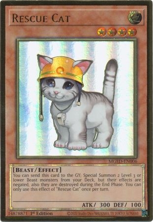 Rescue Cat - MGED-EN006 - Premium Gold Rare 1st Edition